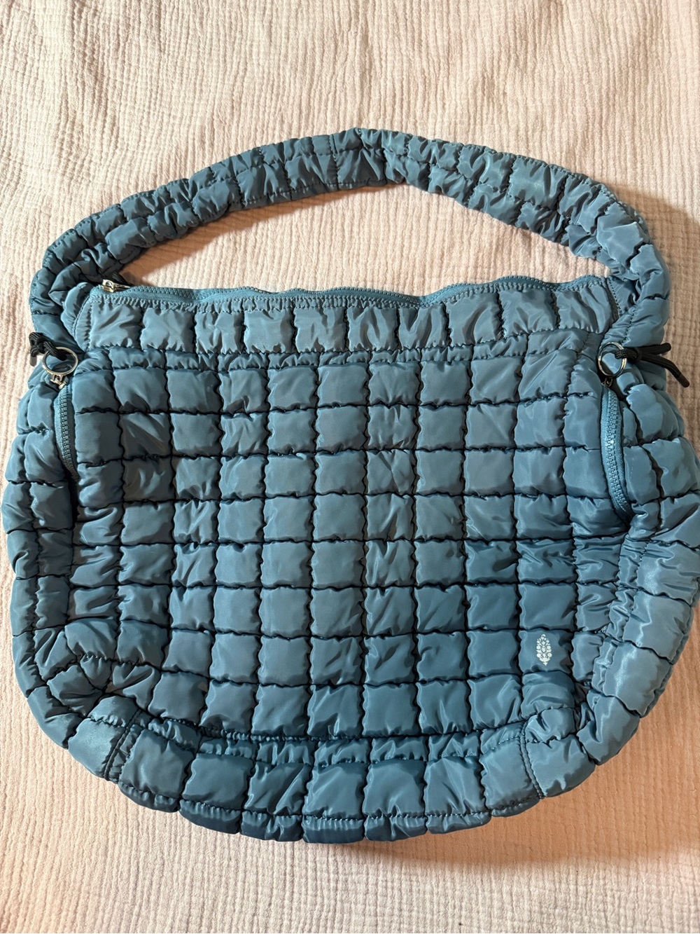 FP Movement Quilted Carryall Bag Blue Grey Puffer Tote Gym Travel